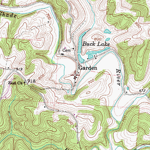 Topographic Map of Garden, OH