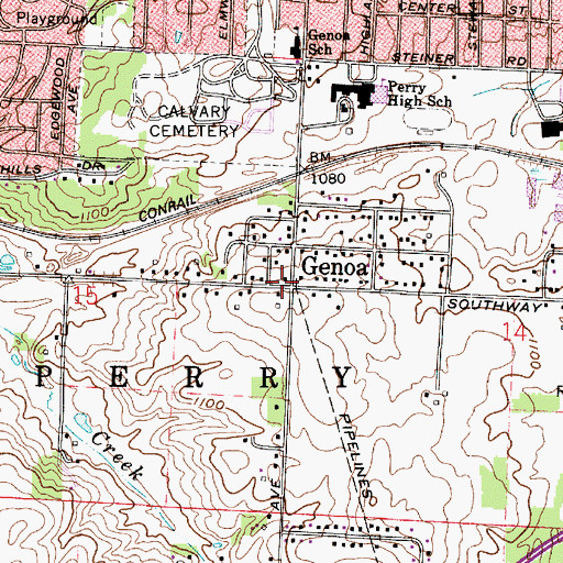 Topographic Map of Genoa, OH
