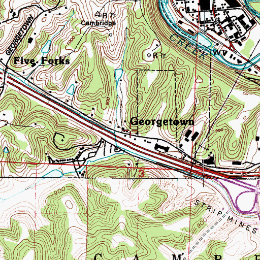 Topographic Map of Georgetown, OH