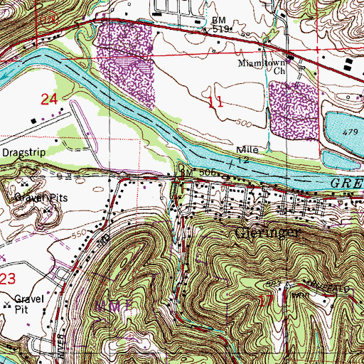 Topographic Map of Gieringer, OH