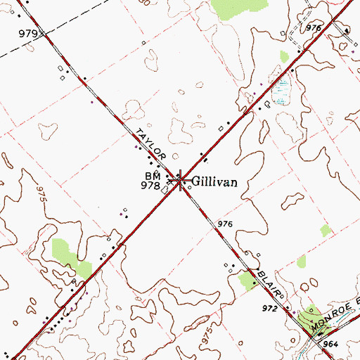 Topographic Map of Gillivan, OH