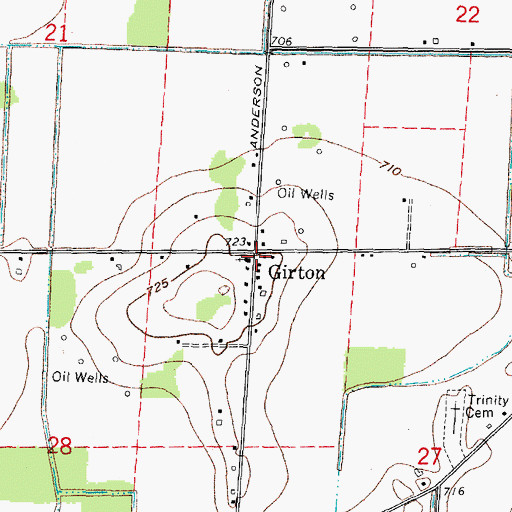 Topographic Map of Girton, OH