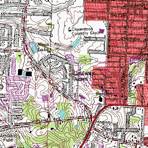 Topographic Map of Golfway Acres, OH