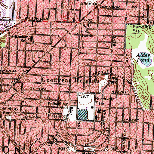 Topographic Map of Goodyear Heights, OH
