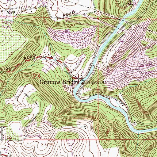 Topographic Map of Grimms Bridge, OH