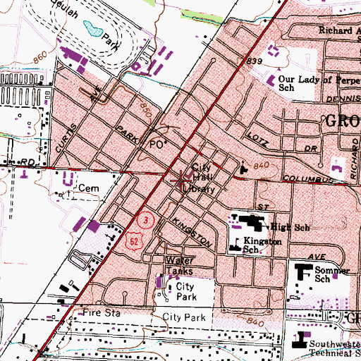 Topographic Map of Grove City, OH