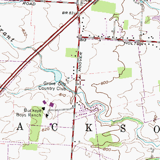 Topographic Map of Grove City Country Club, OH