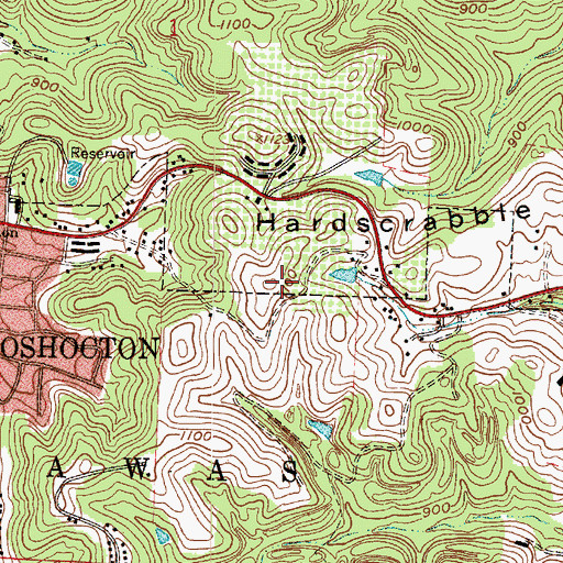 Topographic Map of Hardscrabble Hill, OH