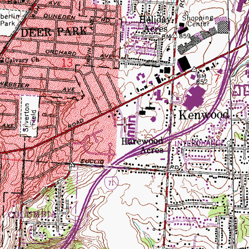 Topographic Map of Harewood Acres, OH