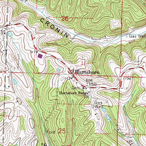 Topographic Map of Hartshorn, OH