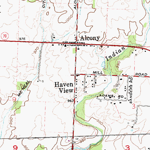 Topographic Map of Haven View, OH