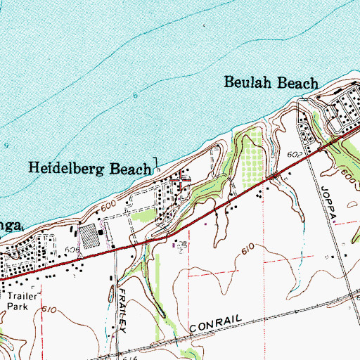 Topographic Map of Heidelberg Beach, OH