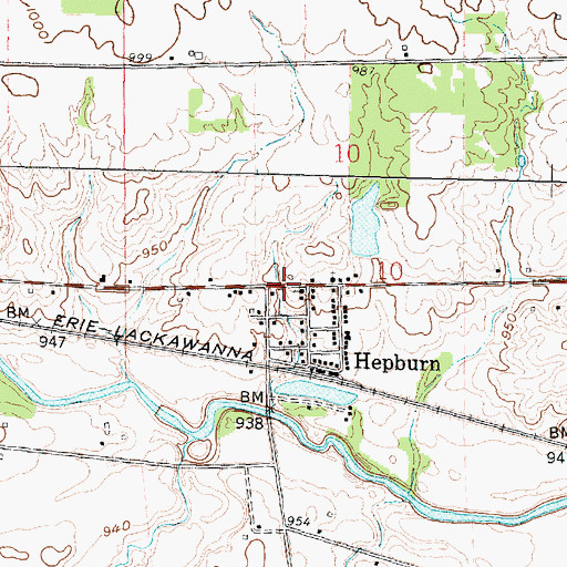Topographic Map of Hepburn, OH