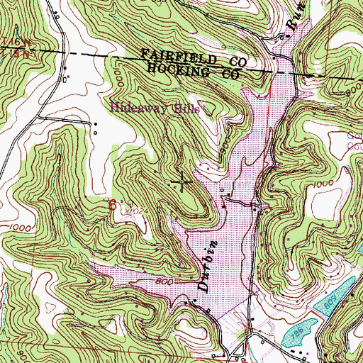 Topographic Map of Hide-A-Way Hills, OH