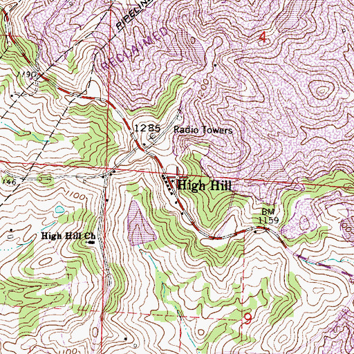 Topographic Map of High Hill, OH