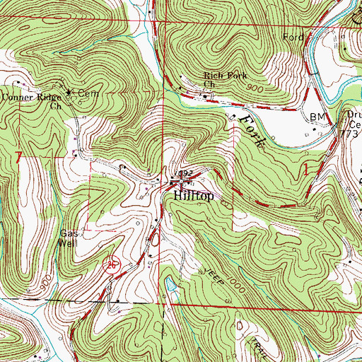 Topographic Map of Hilltop, OH