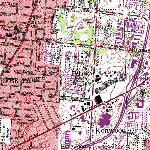 Topographic Map of Holiday Acres, OH