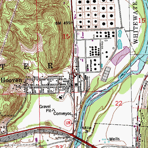 Topographic Map of Hooven, OH