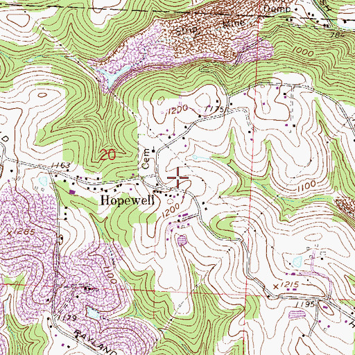 Topographic Map of Hopewell, OH