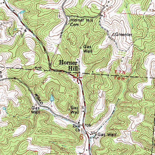 Topographic Map of Horner Hill, OH