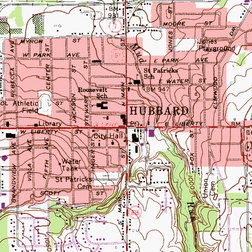 Topographic Map of Hubbard, OH