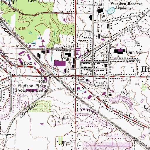 Topographic Map of Hudson, OH