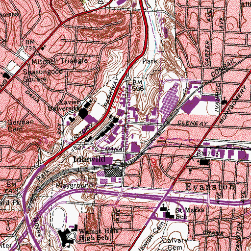 Topographic Map of Idlewood, OH