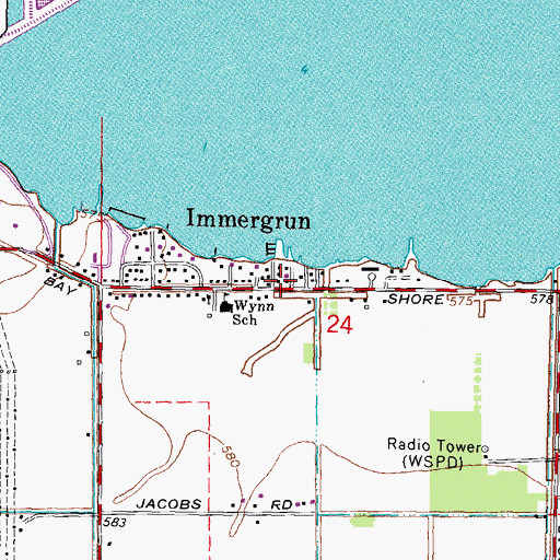 Topographic Map of Immergrun, OH