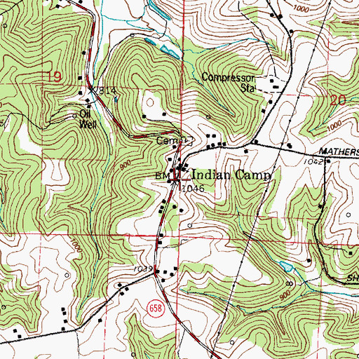 Topographic Map of Indian Camp, OH