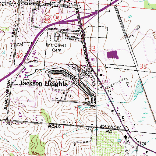 Topographic Map of Jackson Heights, OH