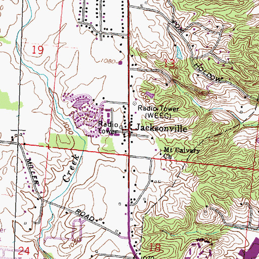 Topographic Map of Jacksonville, OH