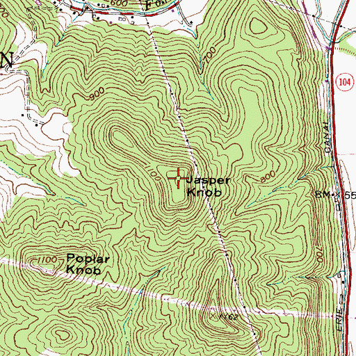 Topographic Map of Jasper Knob, OH