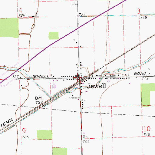 Topographic Map of Jewell, OH