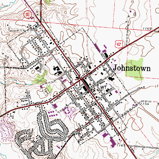 Topographic Map of Johnstown, OH
