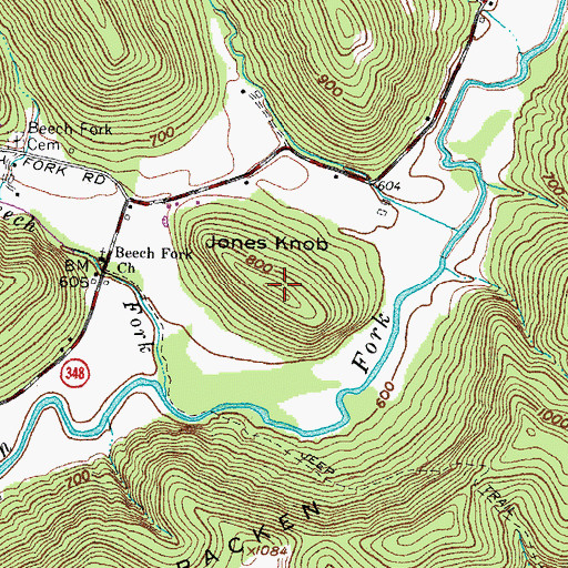 Topographic Map of Jones Knob, OH