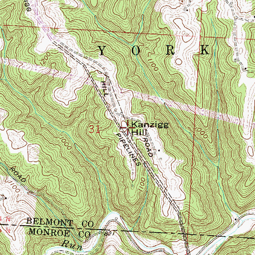 Topographic Map of Kanzigg Hill, OH