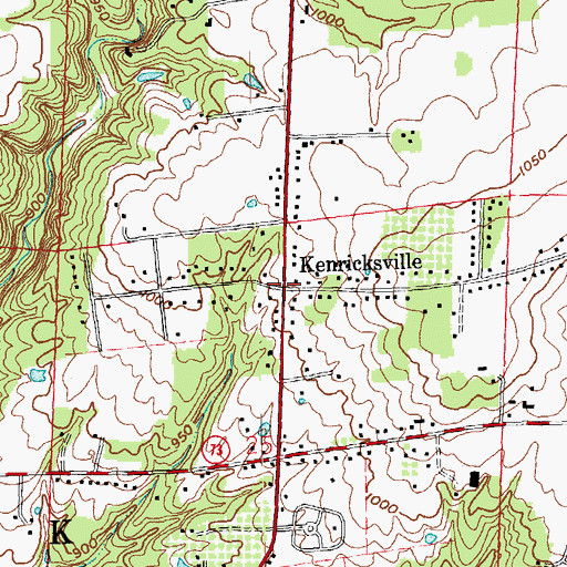 Topographic Map of Kenricksville, OH