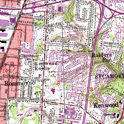 Topographic Map of Kenwood Knolls, OH