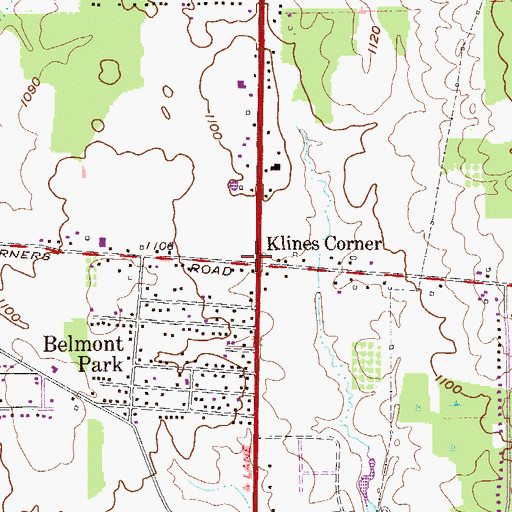 Topographic Map of Klines Corner, OH