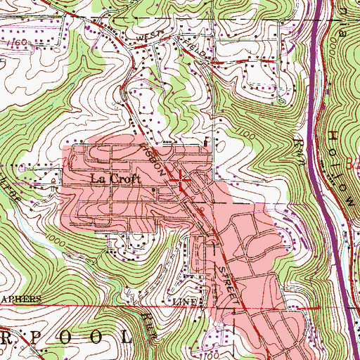 Topographic Map of La Croft, OH