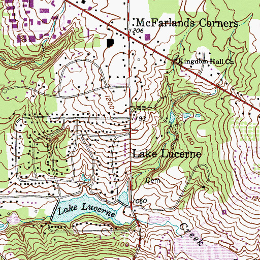 Topographic Map of Lake Lucerne, OH