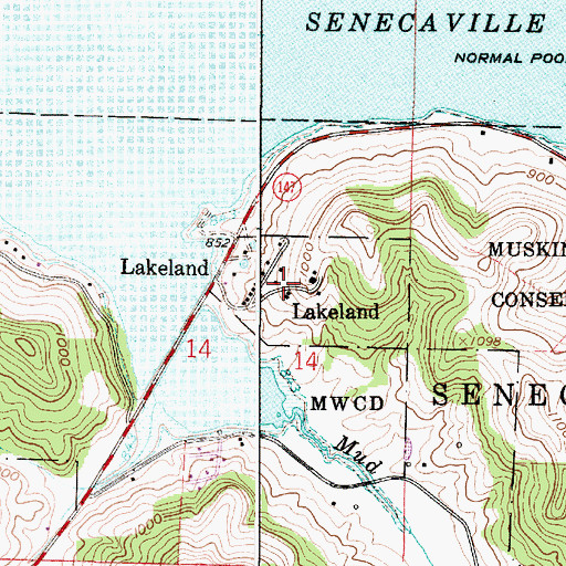 Topographic Map of Lakeland, OH