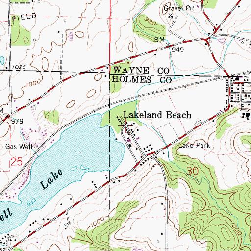 Topographic Map of Lakeland Beach, OH