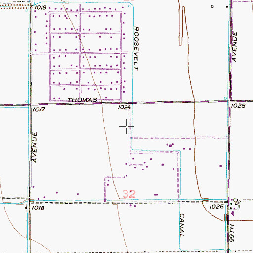 Topographic Map of Roosevelt Canal, AZ