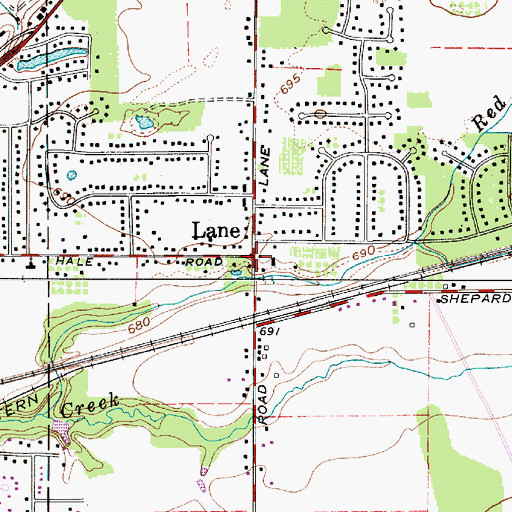 Topographic Map of Lane, OH