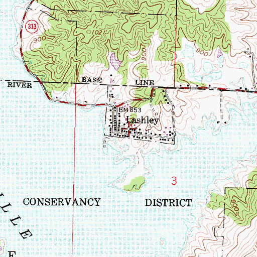 Topographic Map of Lashley, OH