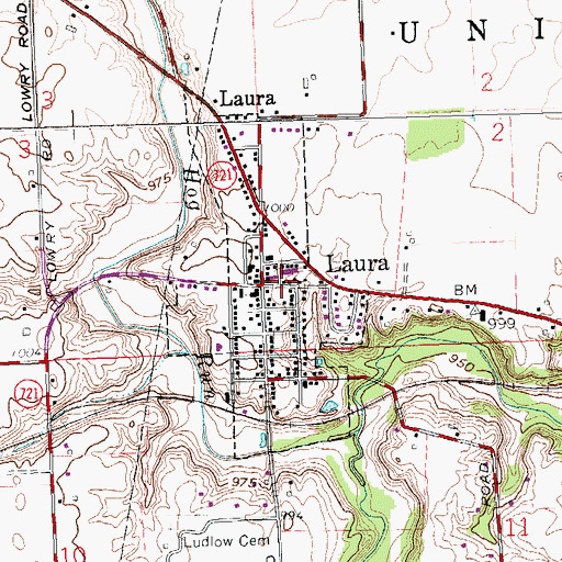 Topographic Map of Laura, OH