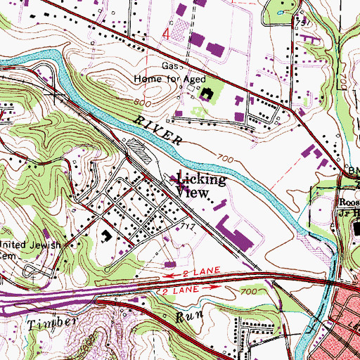Topographic Map of Licking View, OH