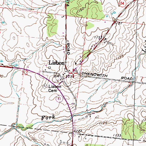 Topographic Map of Lisbon, OH