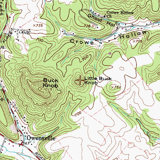 Topographic Map of Little Buck Knob, OH